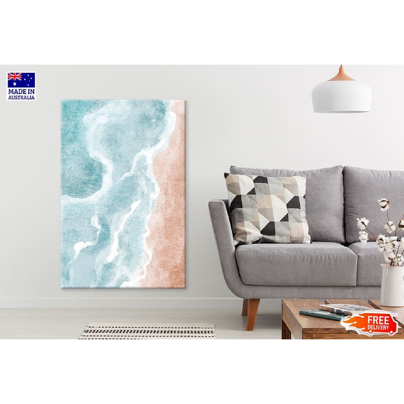 Blue Sea Waves Aerial Watercolor Painting Print 100% Australian Made