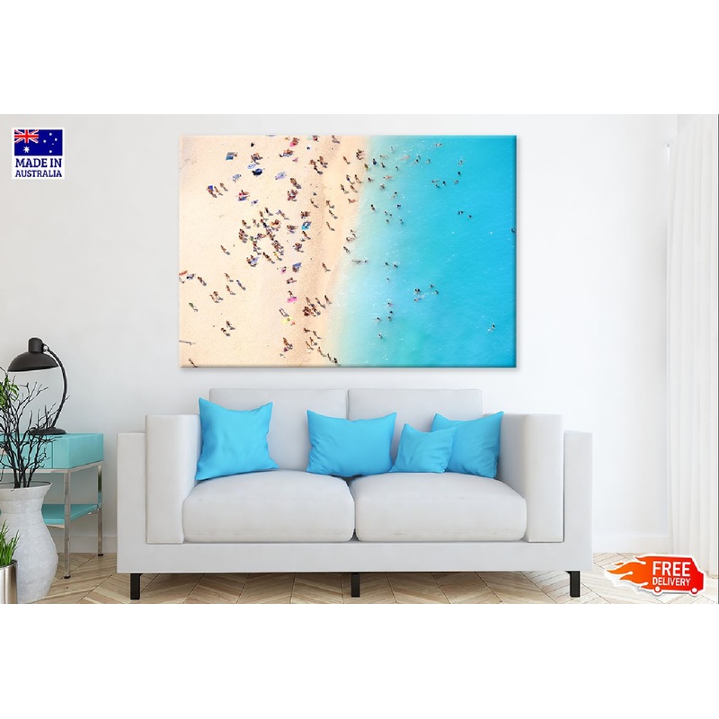 Tourists on Navagio Beach Aerial View Photograph Print 100% Australian Made