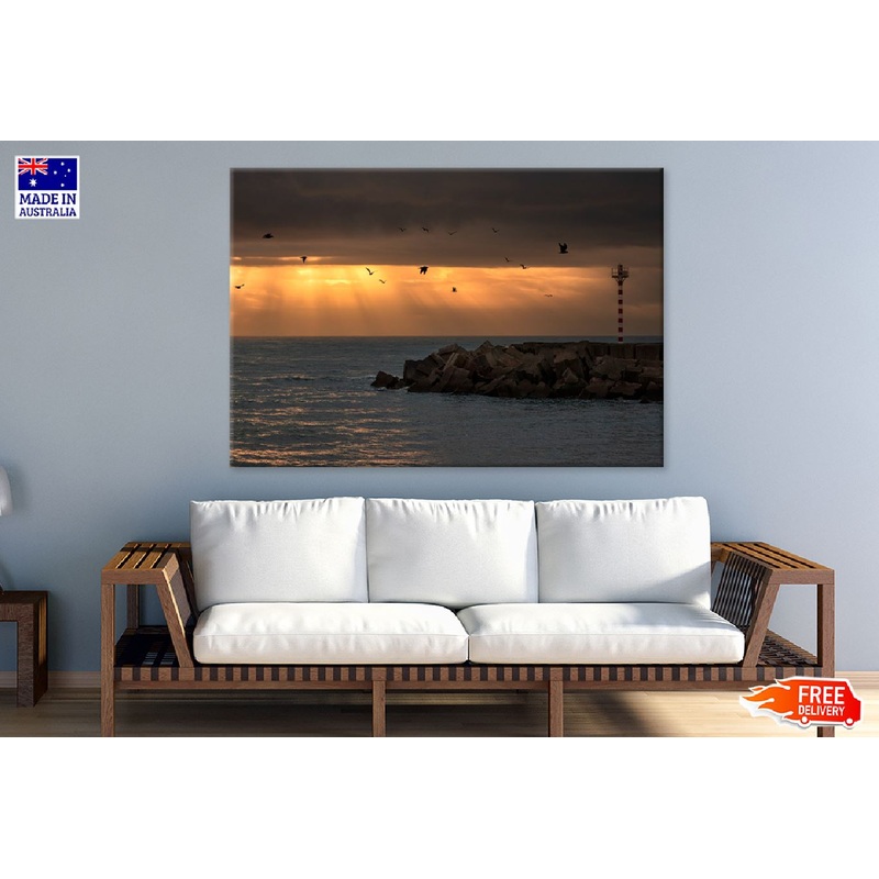 Tower on Beach Sunset Scenery View Photograph Print 100% Australian Made
