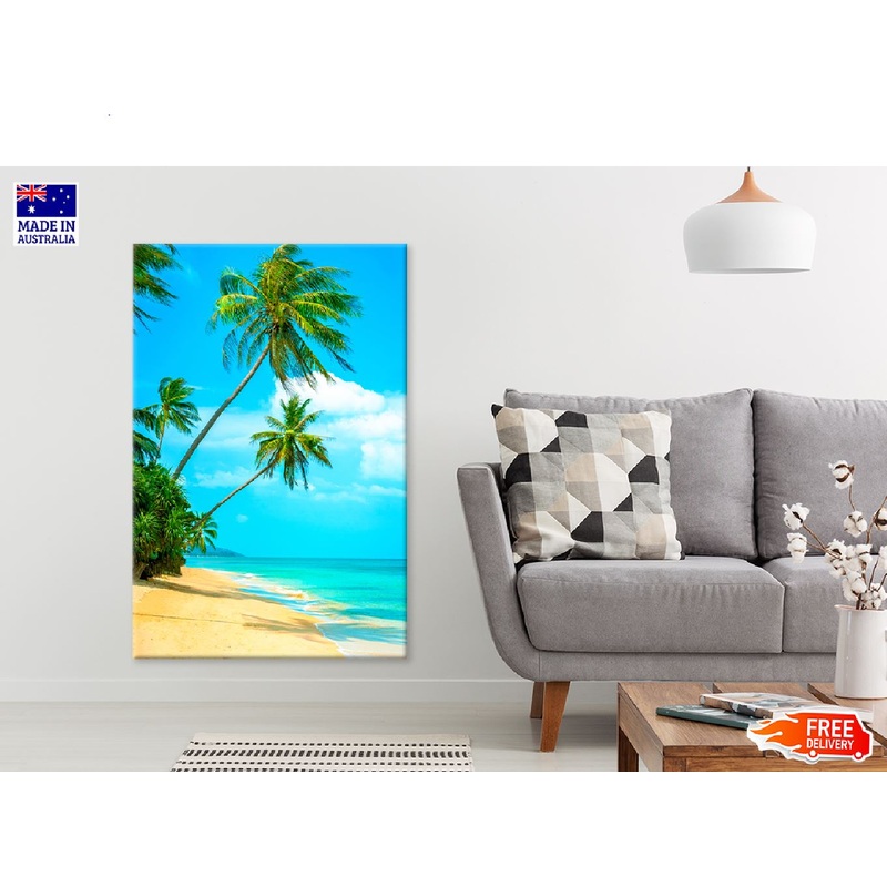 Tropical Beach with Palm Trees View Photograph Print 100% Australian Made