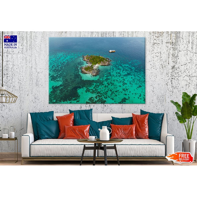 Tropical Island & Ocean Aerial View Photograph Print 100% Australian Made