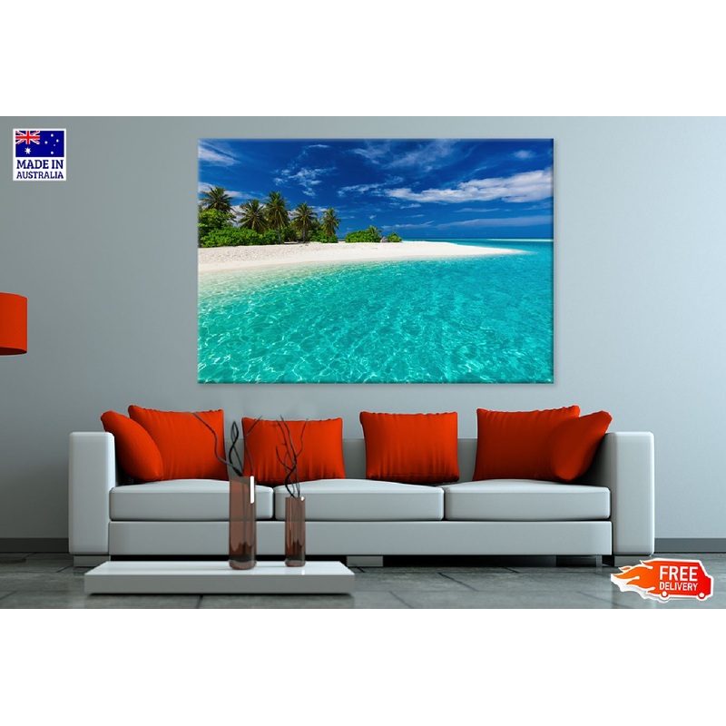 White Sand Tropical Beach & Trees Photograph Print 100% Australian Made
