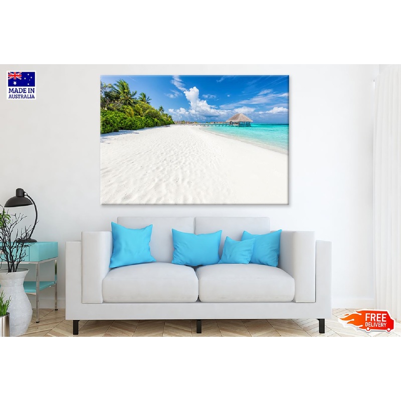 Wide Sandy Beach View on Island Photograph Print 100% Australian Made