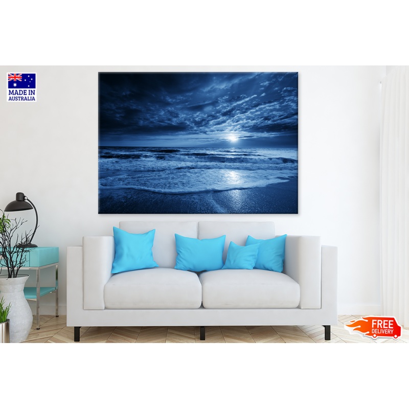 Blue Sea & Sunset Sky View Photograph Print 100% Australian Made