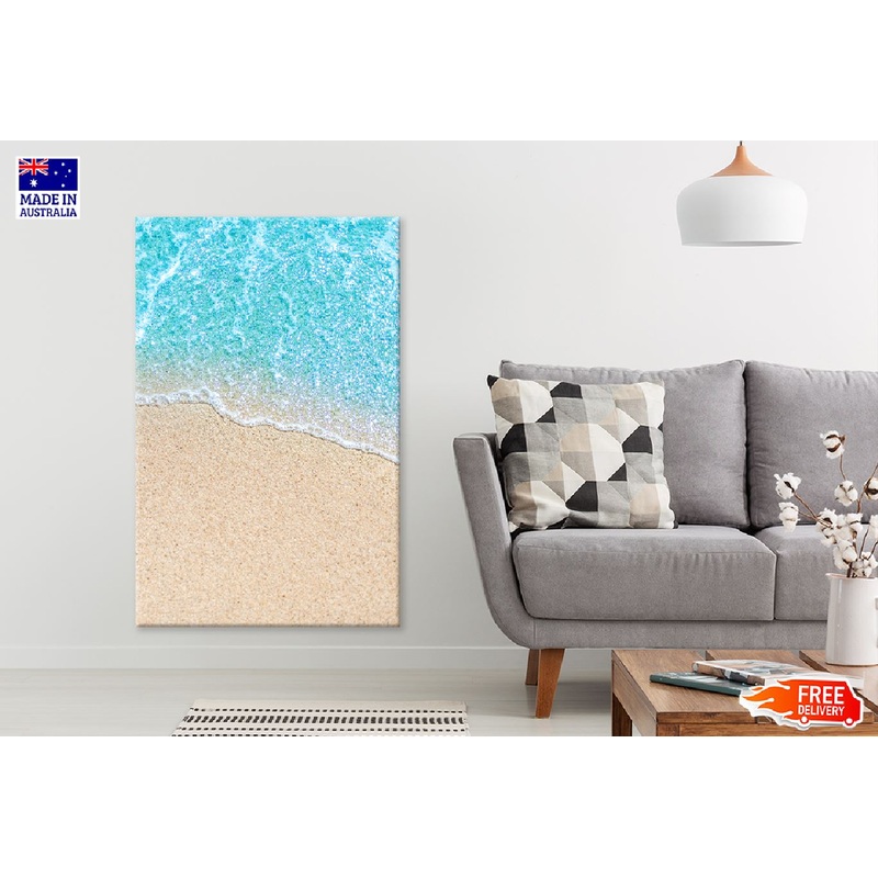 Blue Sea Waves on Sand Aerial Photograph Print 100% Australian Made