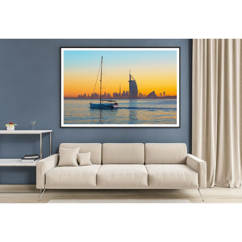 Boat Jumeirah Beach Sunset Photograph UAE Home Decor Premium Quality Poster Print Choose Your Sizes