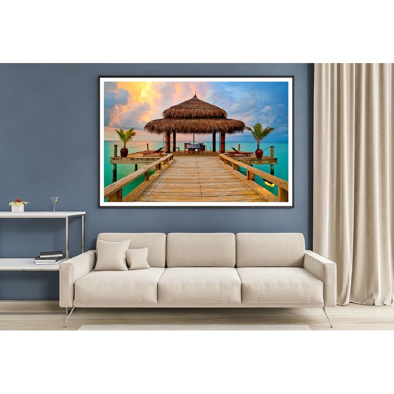 Tropical Hut on Sea Sunset View Photograph Home Decor Premium Quality Poster Print Choose Your Sizes