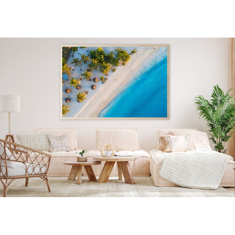 Umbrellas & Trees on Sea Aerial View Photograph Home Decor Premium Quality Poster Print Choose Your Sizes