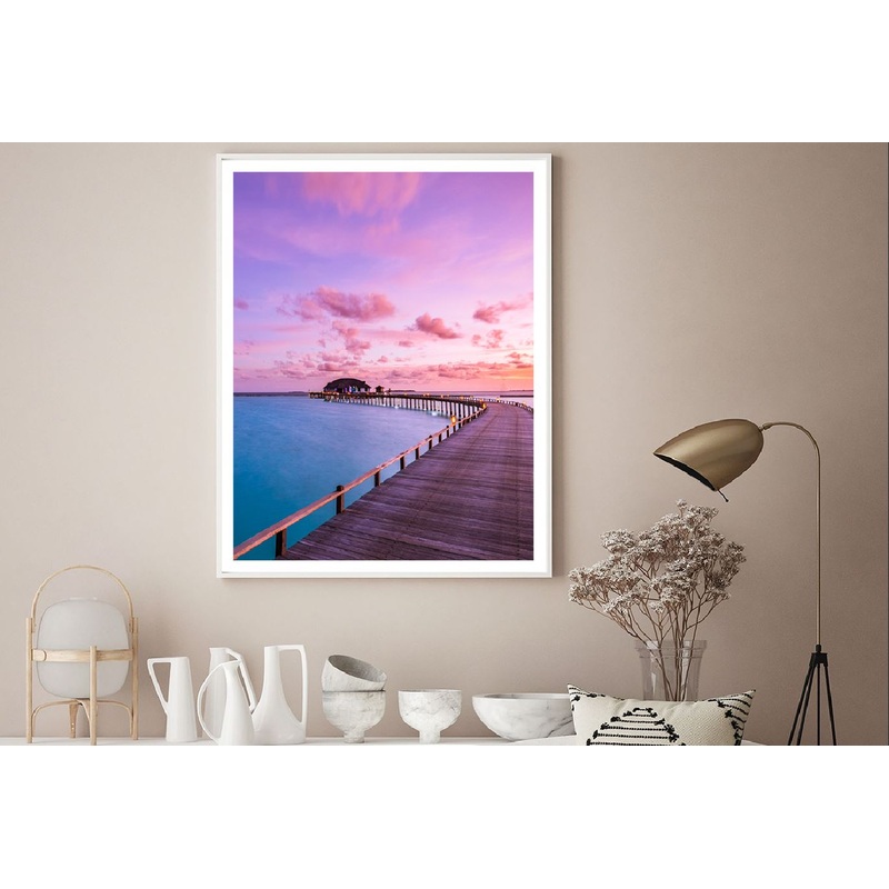 Villas Seascape with Soft Lights View Photograph Home Decor Premium Quality Poster Print Choose Your Sizes