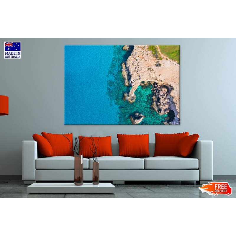 Beach & Cliffs Greco Aerial View Photograph Print 100% Australian Made