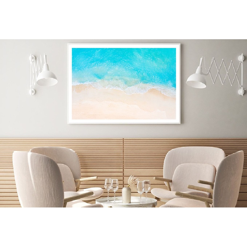 Blue Sea Waves & Seashore Aerial View Photograph Home Decor Premium Quality Poster Print Choose Your Sizes