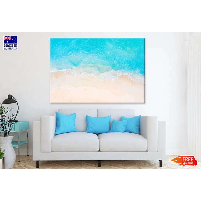 Blue Sea Waves & Seashore Aerial View Photograph Print 100% Australian Made