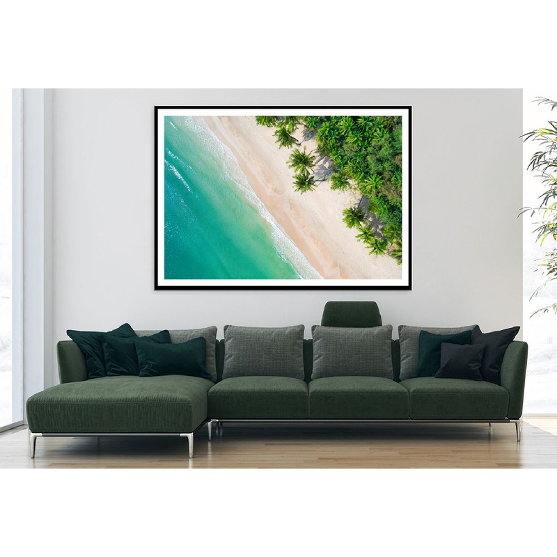 Blue Sea with Palm Trees Aerial View Photograph Home Decor Premium Quality Poster Print Choose Your Sizes