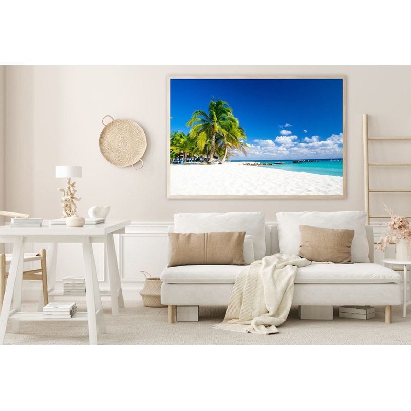 Blue Sky Summer Sea & Palm Trees Photograph Home Decor Premium Quality Poster Print Choose Your Sizes
