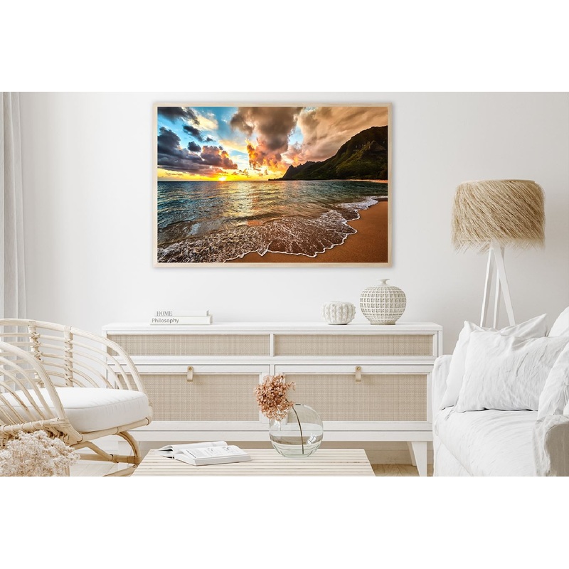 Sunrise on Sandy Beach Scenery Photograph Home Decor Premium Quality Poster Print Choose Your Sizes