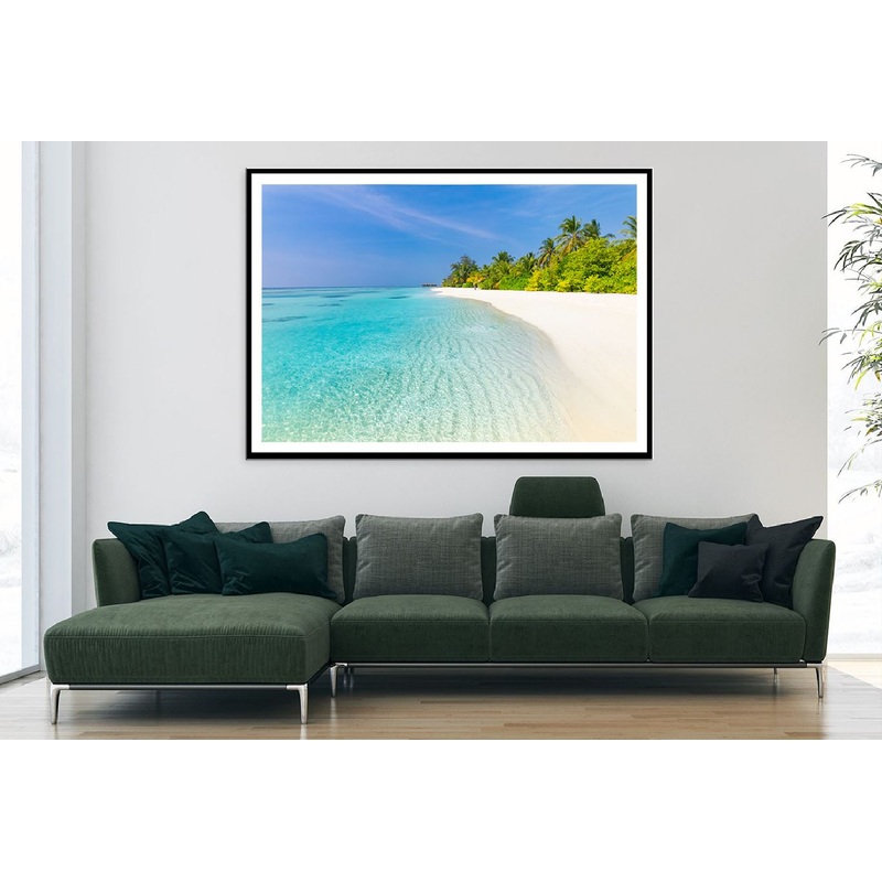 Tranquil Beach & Palm Trees View Photograph Home Decor Premium Quality Poster Print Choose Your Sizes