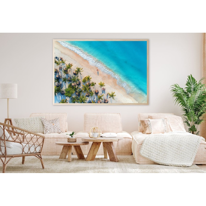 Umbrellas & Palms on Beach Aerial View Photograph Home Decor Premium Quality Poster Print Choose Your Sizes
