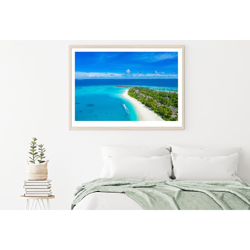 Villas & Sea Lagoon Beach Aerial View Photograph Home Decor Premium Quality Poster Print Choose Your Sizes