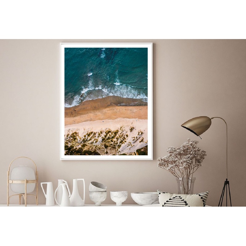 Waves on Sandy Beach Aerial View Photograph Home Decor Premium Quality Poster Print Choose Your Sizes