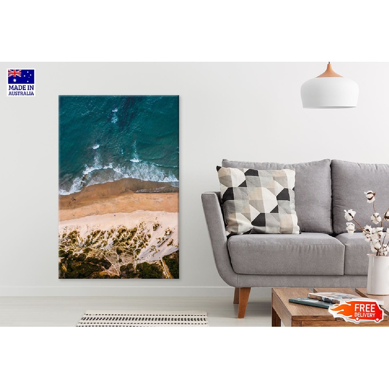Waves on Sandy Beach Aerial View Photograph Print 100% Australian Made