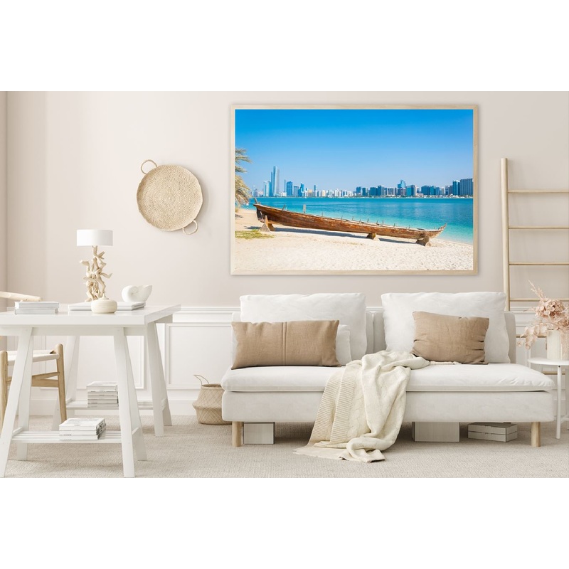 Wooden Boat near Sea Abu Dhabi Photograph Home Decor Premium Quality Poster Print Choose Your Sizes