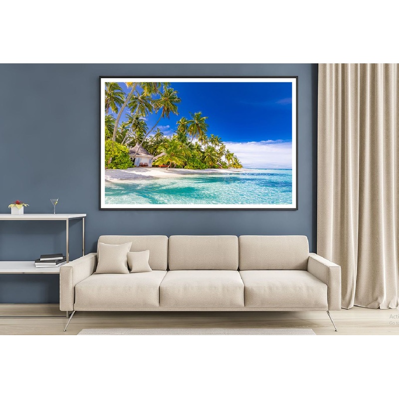Beach Villa & Palm Trees near Sea Photograph Home Decor Premium Quality Poster Print Choose Your Sizes
