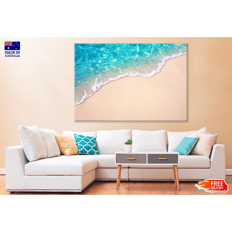 Blue Ocean Wave on Sandy Aerial View Photograph Print 100% Australian Made