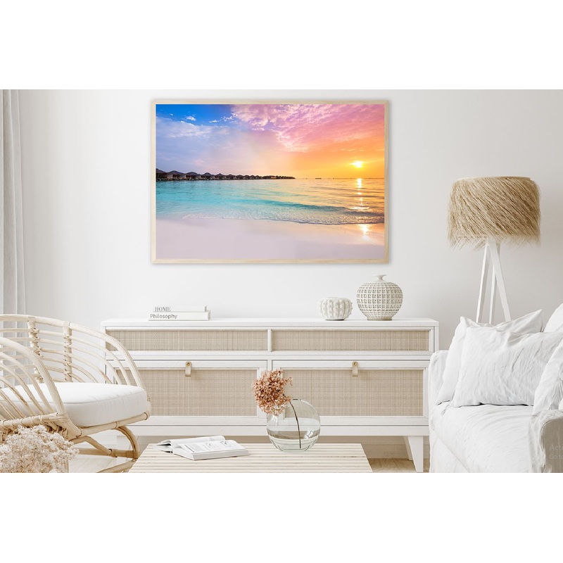 Sunset at Tropical Resort Sea View Photograph Home Decor Premium Quality Poster Print Choose Your Sizes