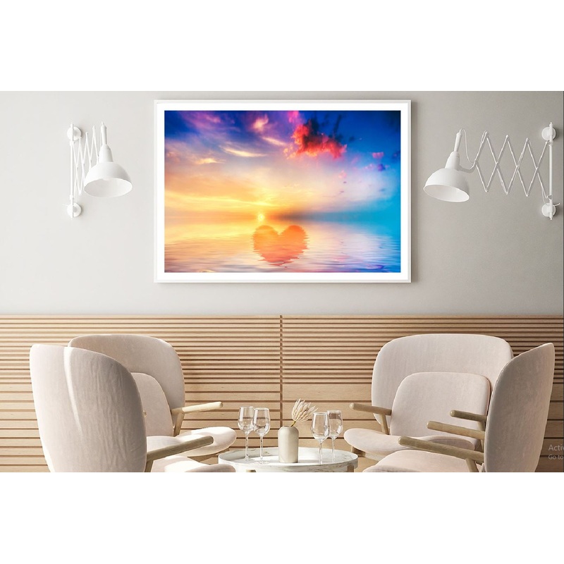 Sunset Heart on Sea Scenery View Photograph Home Decor Premium Quality Poster Print Choose Your Sizes
