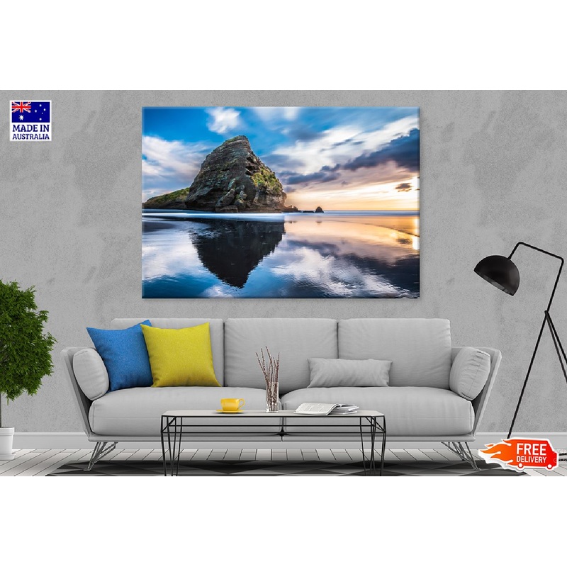 Taitomo Island Piha Beach Sunset Photograph Print 100% Australian Made