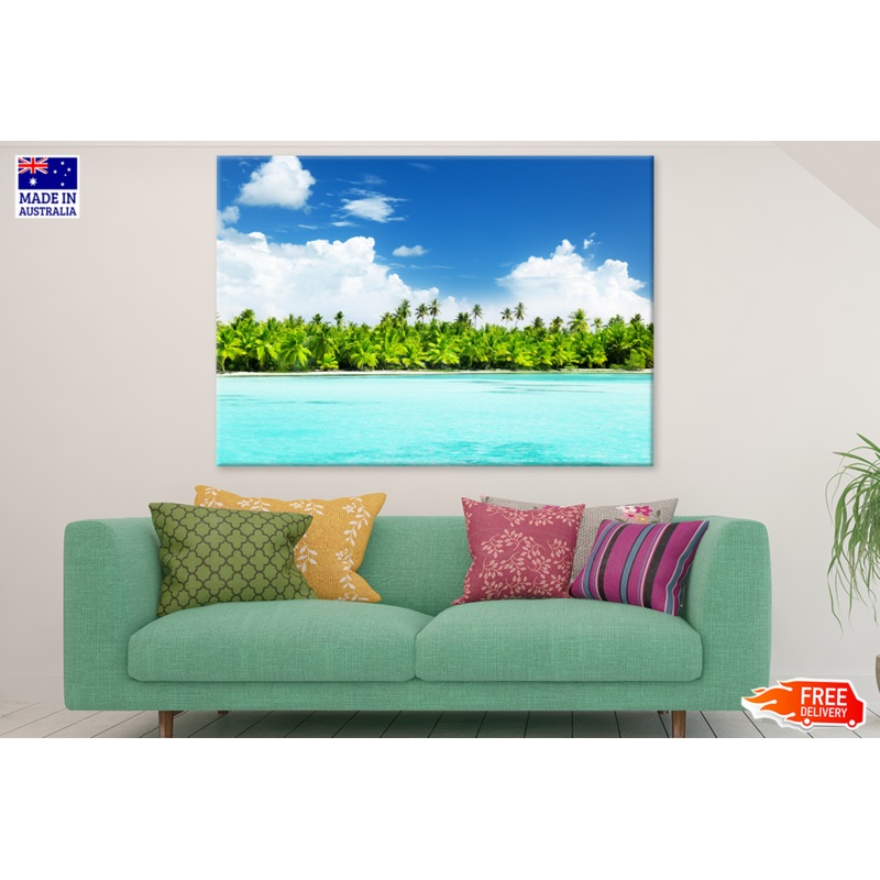 Trees & Rocks On Sea Sky View Photograph Print 100% Australian Made