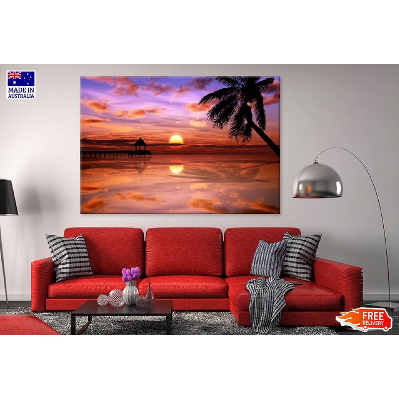 Tropical Sunset on Ocean Lagoon Photograph Print 100% Australian Made