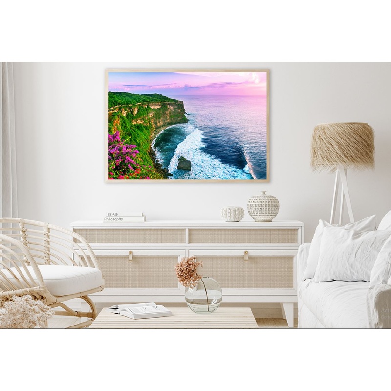 Uluwatu Cliff & Sea Pink Sunset Photograph Home Decor Premium Quality Poster Print Choose Your Sizes