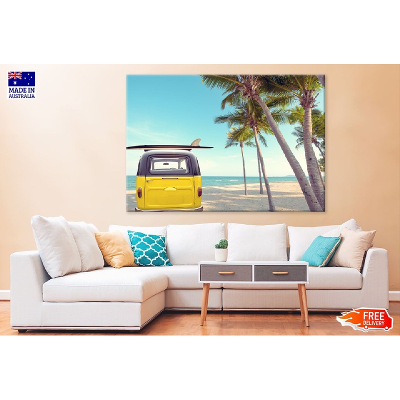 Vintage Car Parked on Beach View Photograph Print 100% Australian Made