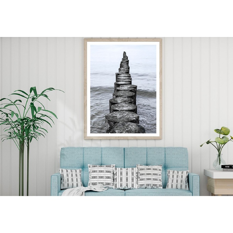 Wooden Breakwater on Baltic Sea Photograph Home Decor Premium Quality Poster Print Choose Your Sizes