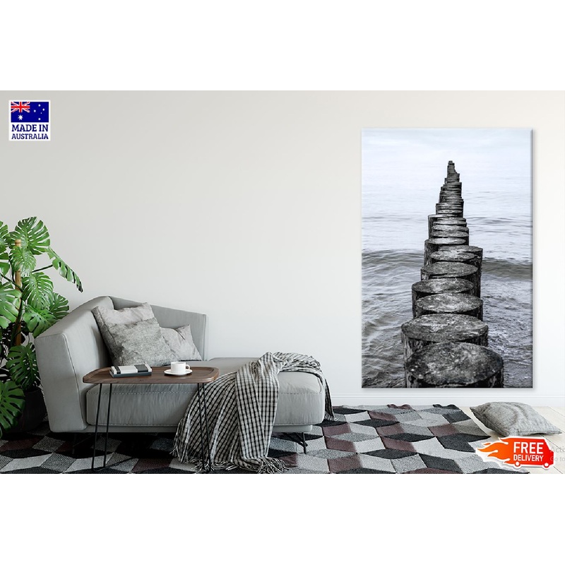 Wooden Breakwater on Baltic Sea Photograph Print 100% Australian Made