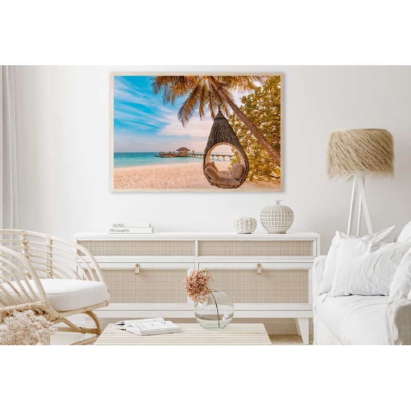 Beach Palm Swing Hammock View Photograph Home Decor Premium Quality Poster Print Choose Your Sizes