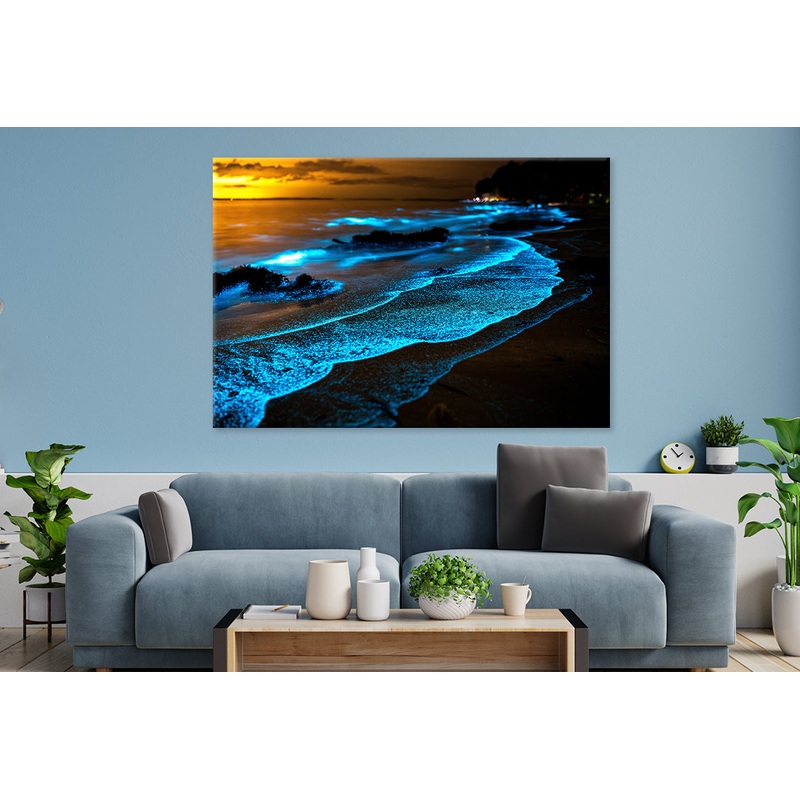 Bioluminescent Waves at Night Wall Art Decor 100% Australian Made Wall Art Decor 100% Australian Made