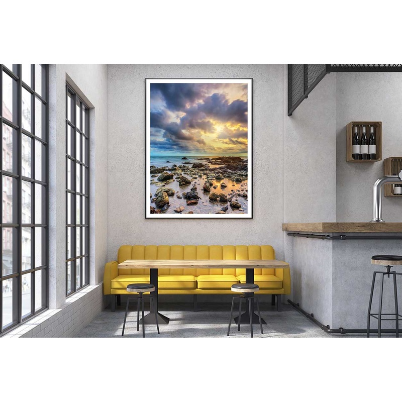 Sunset on Rocky Beach Scenery View Home Decor Premium Quality Poster Print Choose Your Sizes