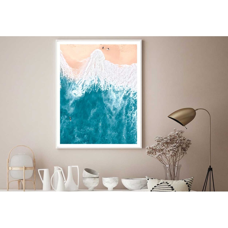 Surfboard with People Sea Aerial View Photograph Home Decor Premium Quality Poster Print Choose Your Sizes