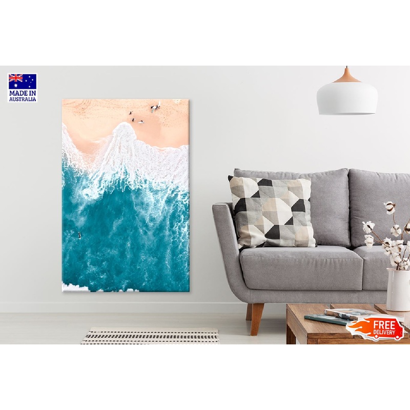 Surfboard with People Sea Aerial View Photograph Print 100% Australian Made