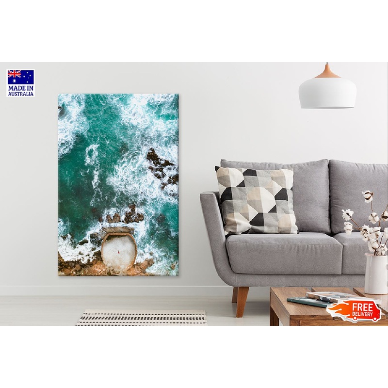 Waves Crashing Sea Coast Aerial View Photograph Print 100% Australian Made