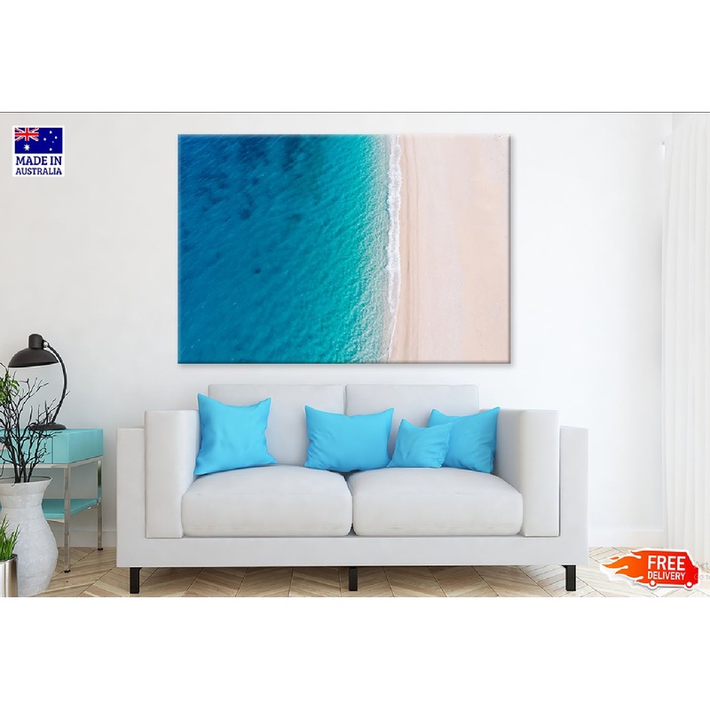 White Sandy Beach Aerial Photograph Greece Print 100% Australian Made