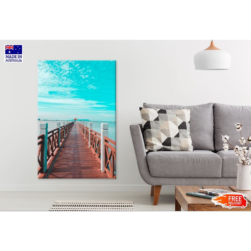 Wooden Bridge Pathway on Sea View Photograph Print 100% Australian Made