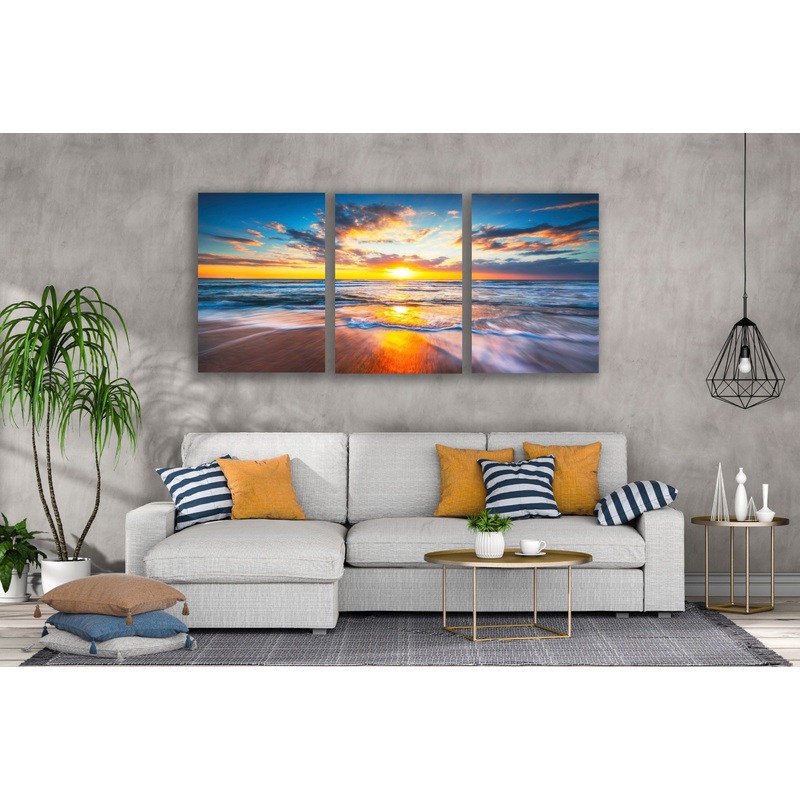 3 Set of Sea Sunset Scenery Photograph High Quality Print 100% Australian Made Wall Canvas Ready to Hang