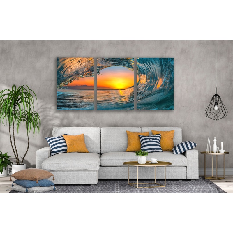 3 Set of Sea Wave & Sun Photograph High Quality Print 100% Australian Made Wall Canvas Ready to Hang