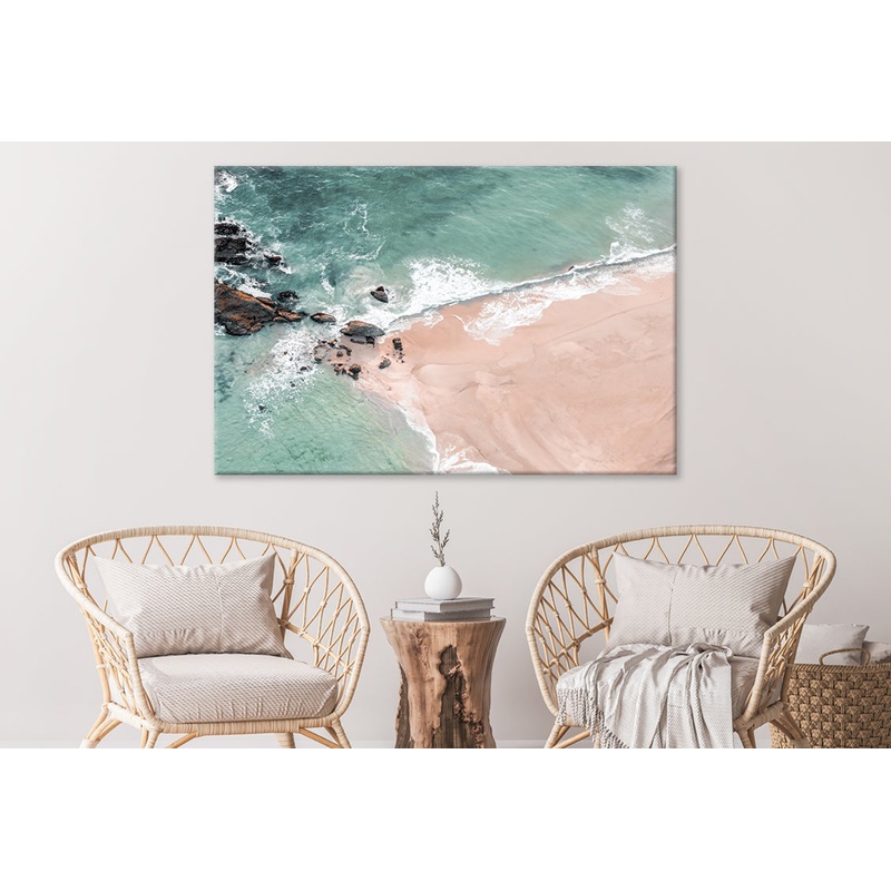 Beach Top View With Rocks Stunning Design Print 100% Australian Made