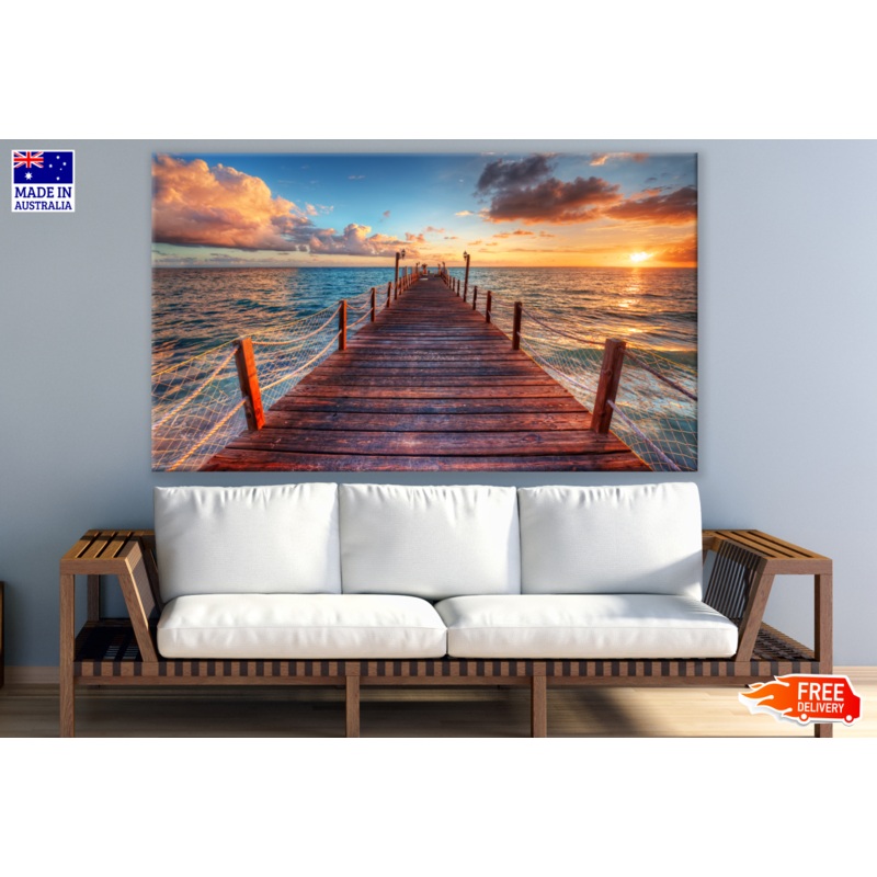 Beautiful Beach Pier Sunset Photograph Print 100% Australian Made