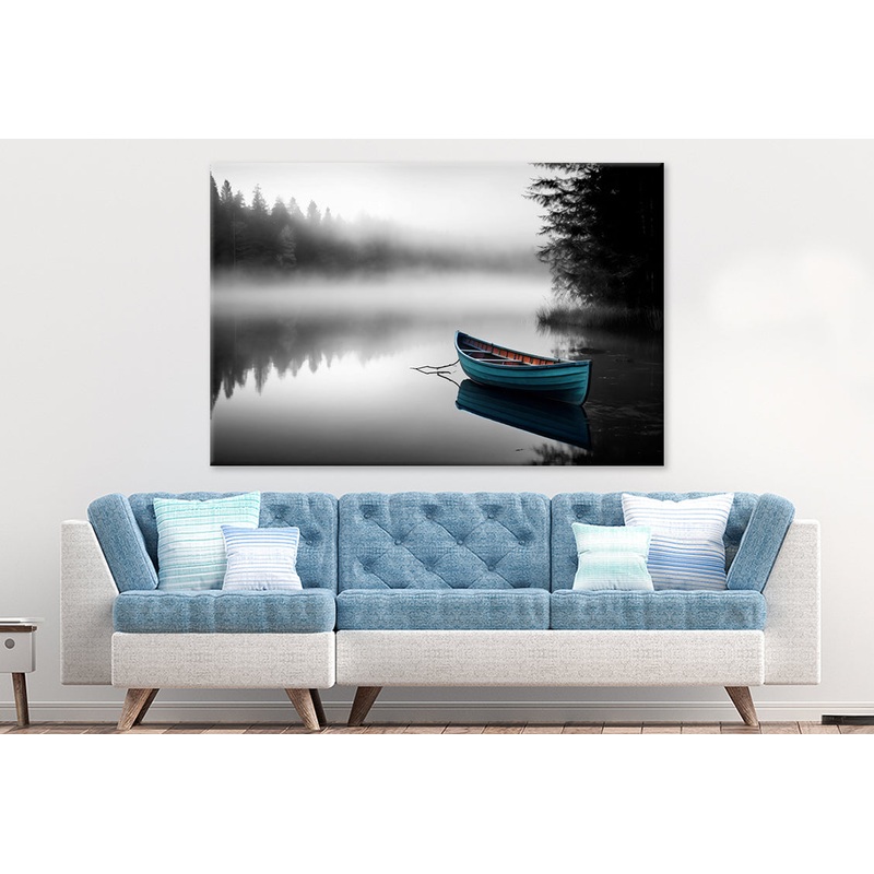 Boat in a Pristine Lake Stunning Design Print 100% Australian Made