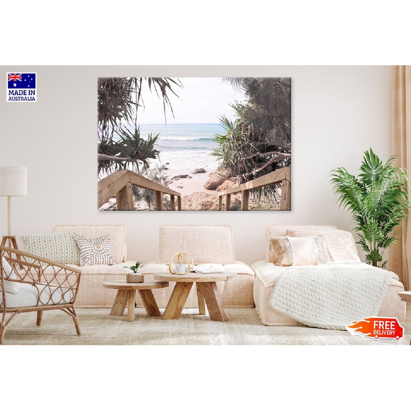 Coastal Beach Wooden Pier View Photograph Print 100% Australian Made